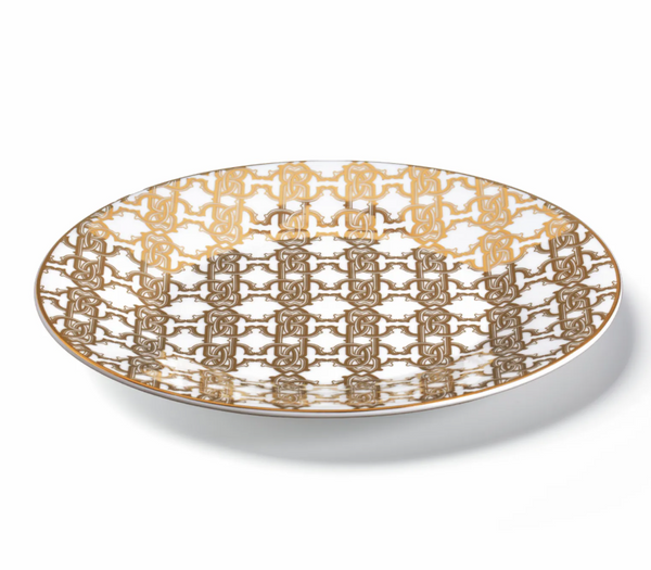 Set of six Roberto Cavalli Home dessert plates from the Monogram Gold collection