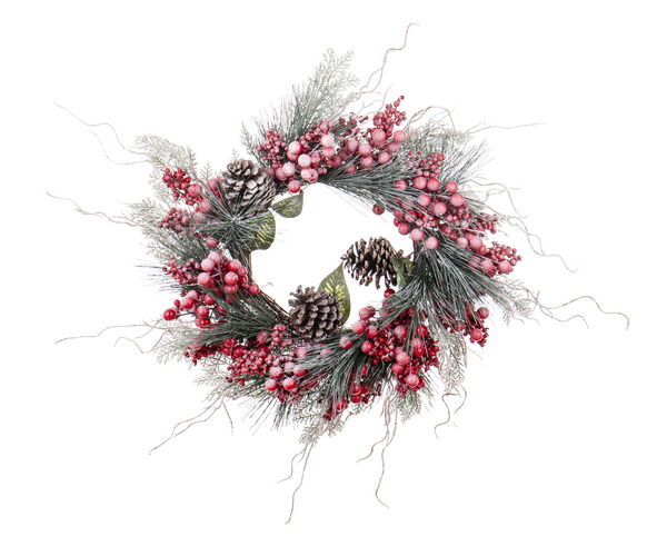 Christmas wreath with rowan and pine cones