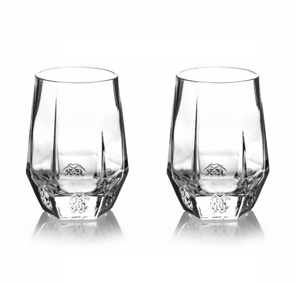 Set of two clear Desert Rose water glasses by Roberto Cavalli Home