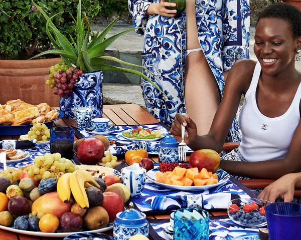 Zestaw dwóch porcelanowych talerzy do zupy Dolce&Gabbana, Blu Mediterraneo