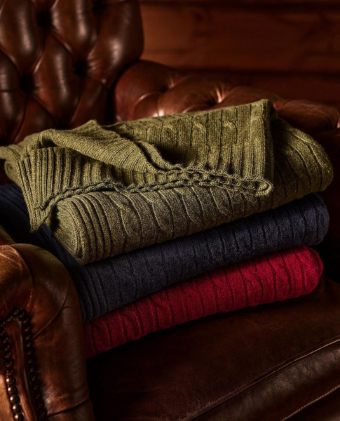 Ralph Lauren Home blanket, from the Cable (Burnished Chamois) collection