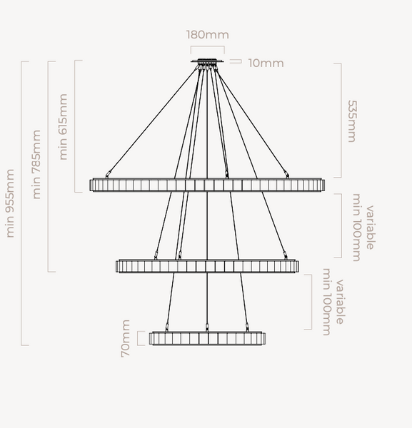 Avalon Triple chandelier by CTO Lighting