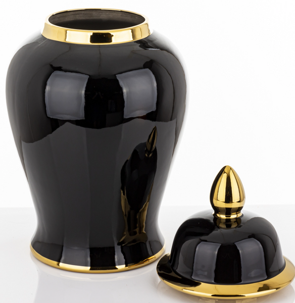Vase L black and gold
