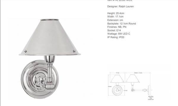 Kinkiet Ralph Lauren Home Anette