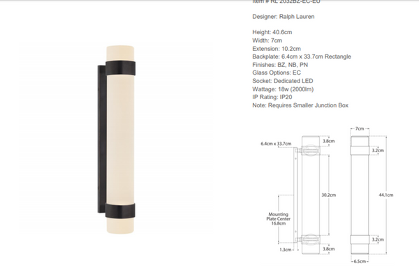 Ralph Lauren Home Barton Wall lamp Medium