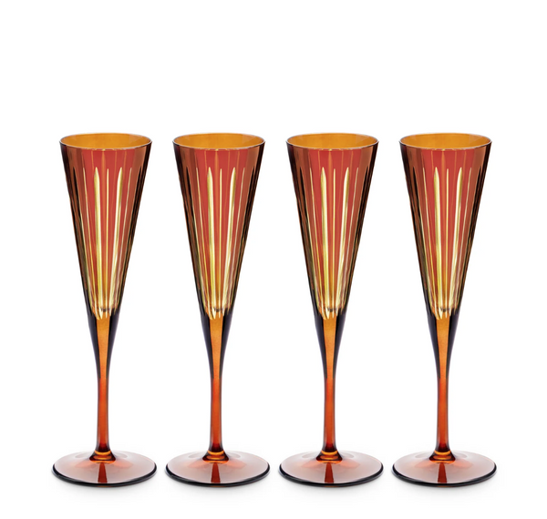 Set of four L'Objet champagne glasses from the Prism collection