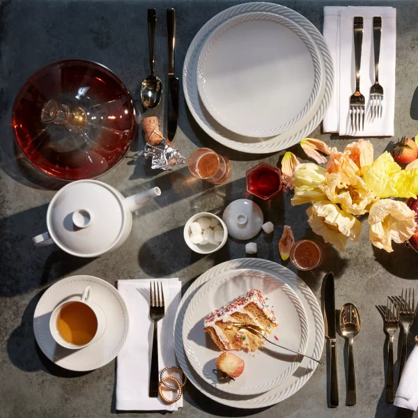 Talerz obiadowy L'Objet, z kolekcji Corde (White)