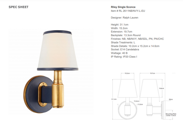 Ralph Lauren Home Riley wall lamp