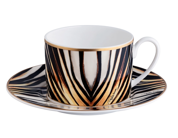 Set of two Roberto Cavalli Home tea cups from the Ray of Gold collection