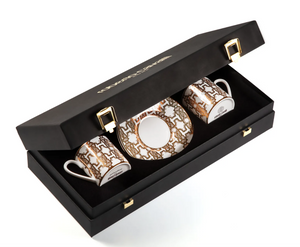 Set of two coffee cups by Roberto Cavalli Home, from the Monogram Gold collection