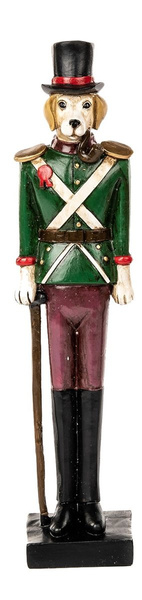 Ozdoba świąteczna-Figurka Pies w mundurze zielony 23cm