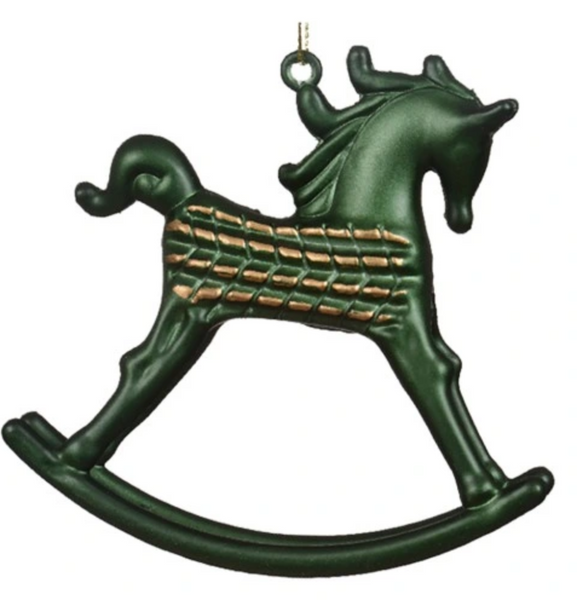 Ozdoba świąteczna - zielony konik na biegunach