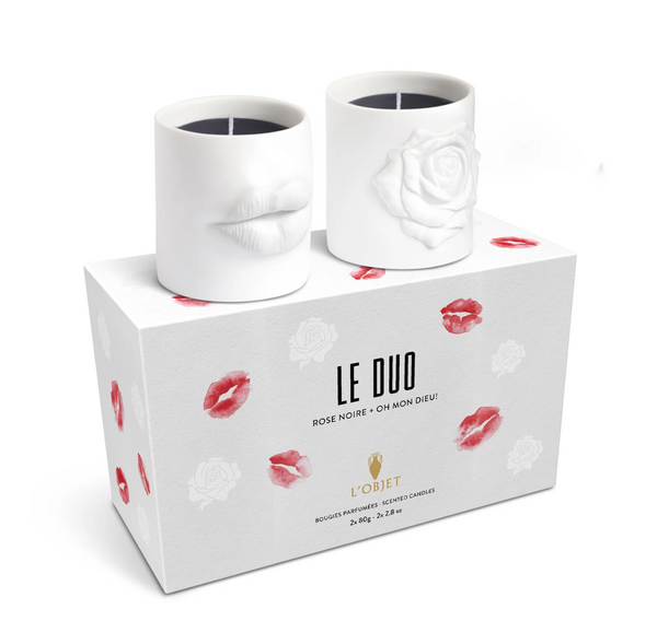 Zestaw dwóch świec Rose Noire marki L'Objet, z kolekcji Oh Mon Dieu!