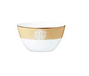 Set of six Roberto Cavalli Home rice bowls from the Lizzard Gold collection