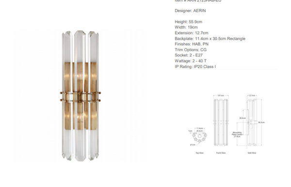 Aerin Bonnington wall lamp by Visual Comfort