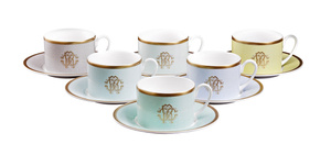 Set of six Roberto Cavalli Home tea cups, from the Lizzard (Sunrise) collection