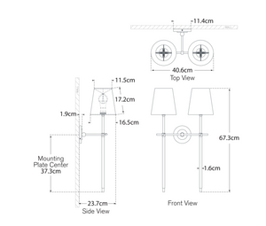 Thomas O'Brien Bryant Large Double wall lamp linen 
