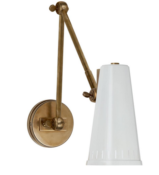 Antonio adjustable double arm wall lamp designed by Thomas O'Brien