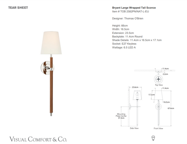 Thomas O'Brien Bryant Large Wrapped wall lamp by Visual Comfort