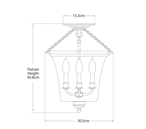 Sussex Semi-Flush Bell Jar Lantern by Chapman & Myers Visual Comfort brand