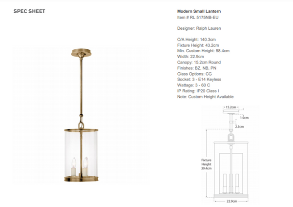Ralph Lauren Modern Small Pendant Lamp