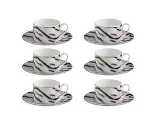 Set of six Roberto Cavalli Home tea cups from the Tiger collection