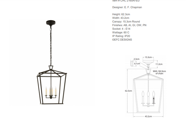 Darlana Medium pendant lamp by Chapman & Myers by Visual Comfort