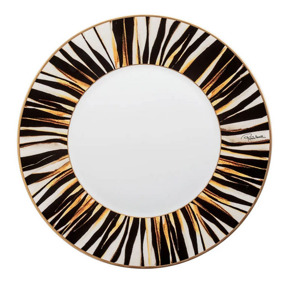 Zestaw sześciu talerzy obiadowych Roberto Cavalli Home, z kolekcji Ray of Gold
