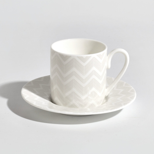 Set of two Missoni Home coffee cups, from the Zig Zag White collection