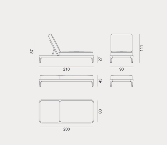 Leżak rozkładany Mediterraneo 81 marki Gervasoni 1882