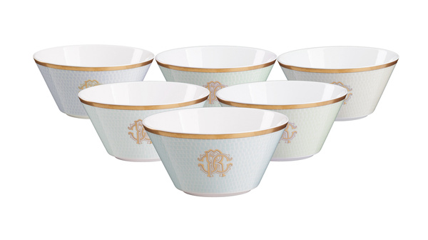 Set of six Roberto Cavalli Home bowls, from the Lizzard (Sunrise) collection