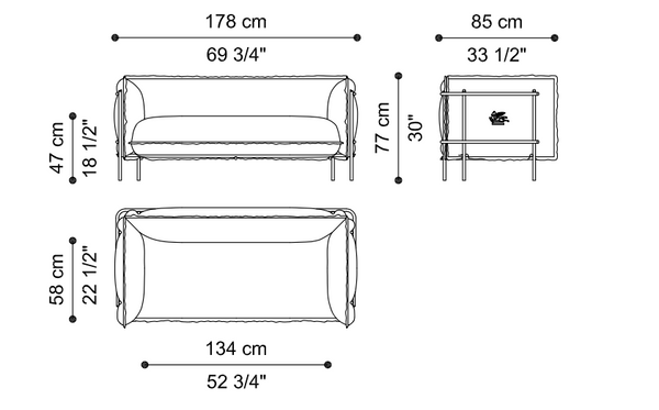 Sofa dwuosobowa Reed marki Etro Home