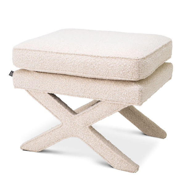 Cordoba Bouclé cream pouffe by Eichholtz