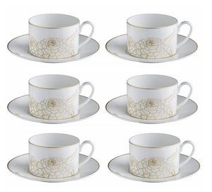 Set of six Roberto Cavalli Home tea cups from the Blooming Roses collection