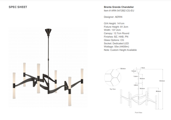 Aerin Brenta Grande Chandelier by Visual Comfort