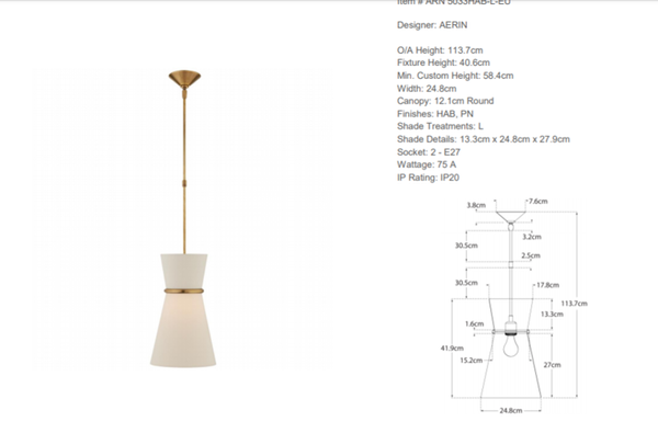 Lampa wisząca Aerin Clarkson marki Visual Comfort