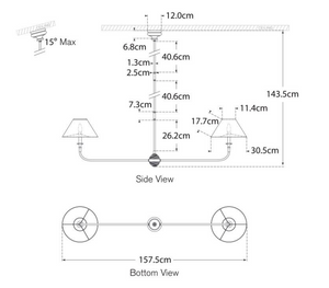 Piaf Large Two Light chandelier by Thomas O'Brien