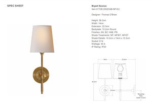 Bryant wall lamp designed by Thomas O'Brien Bryant Large Billiard pendant lamp by Thomas O'Brien by Visual Comfort