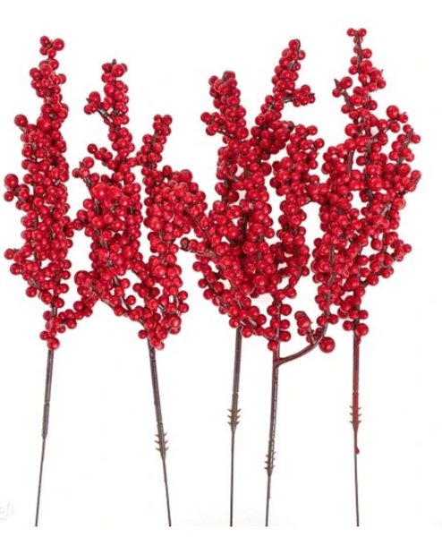 Christmas decoration - a branch with red fruit