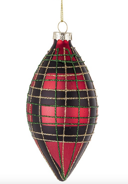 Christmas decoration - black and red checkered bauble