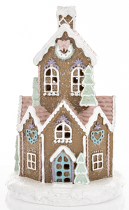 Christmas LED small gingerbread house with a square base