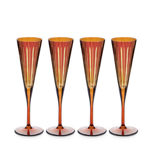 Set of four L'Objet champagne glasses from the Prism collection