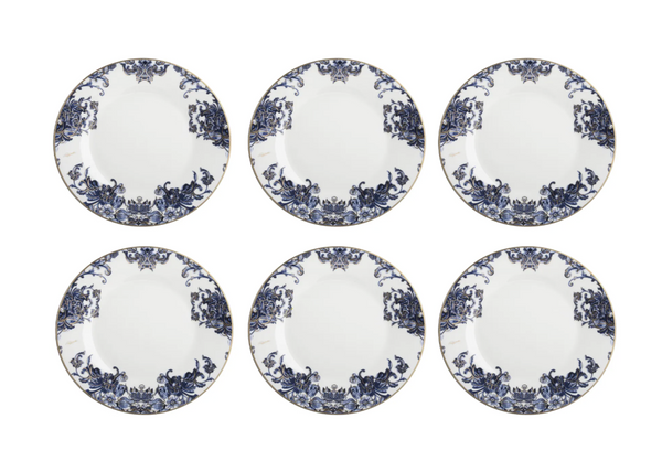 Set of six Roberto Cavalli Home dinner plates, from the Azulejos collection