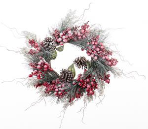 Christmas wreath with rowan and pine cones