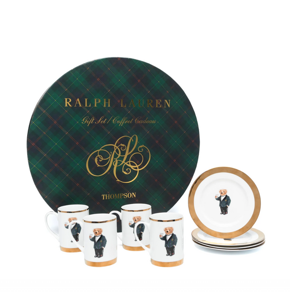 Zestaw porcelanowych kubków i talerzyków Ralph Lauren Home, z kolekcji Thompson