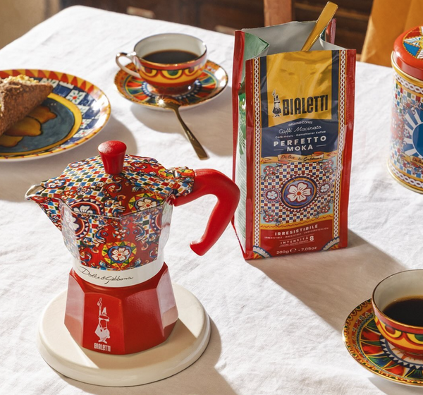 Large Bialetti Dolce&Gabbana induction coffee maker from the MoMA collection