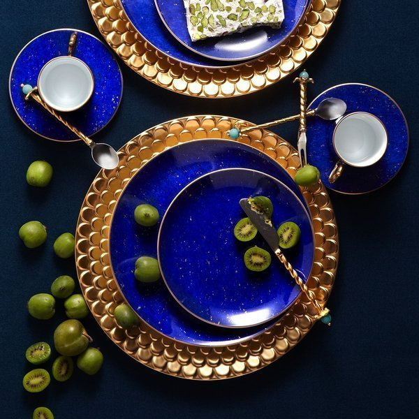 Set of four L'Objet canapé plates, from the Lapis collection