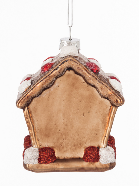 Ozdoba świąteczna - domek z czerwono - białymi zdobieniami