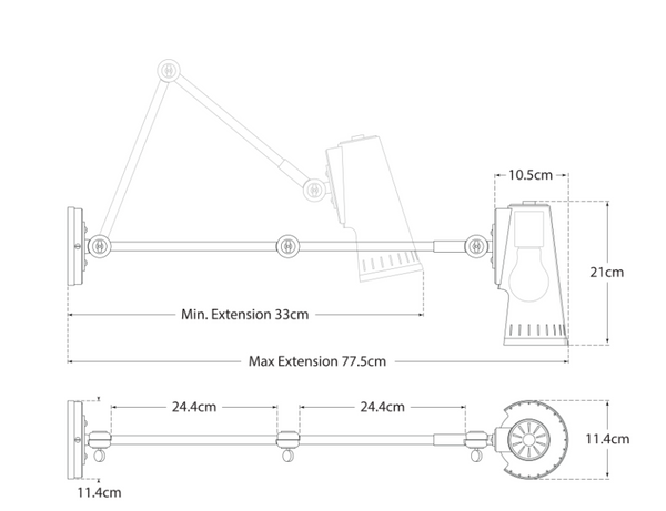 Kinkiet Antonio regulowany dwuramienny projektu Thomas O'Brien marki Visual Comfort