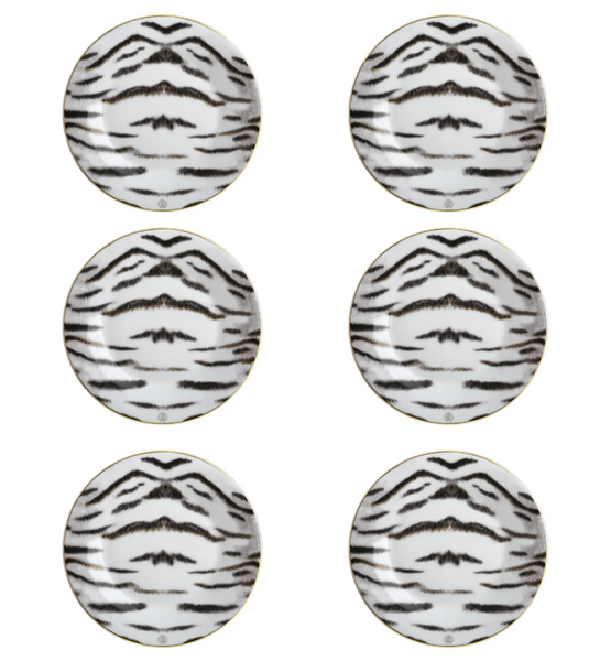 Zestaw sześciu talerzy deserowych marki Roberto Cavalli Home z kolekcji Tiger